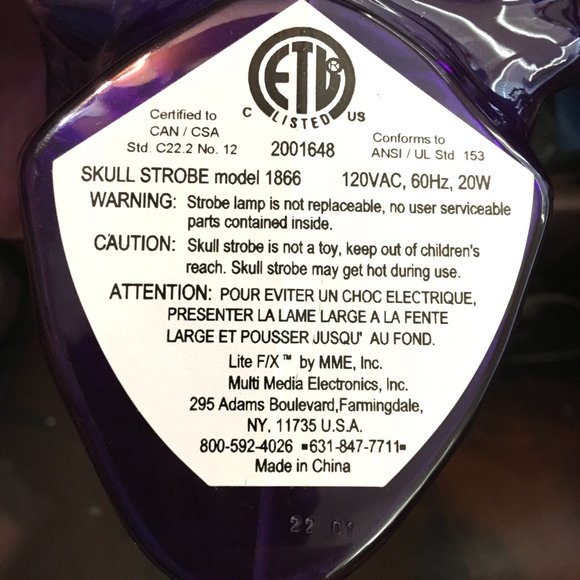 SKULL STROBE Translucent Strobe LITE F/X  Halloween Prop VTG - Picture 15 of 15